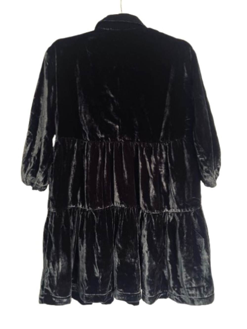 NWT Anthropologie The Bettina Velvet Tiered Mini Shirt Dress by Maeve
XSP Black - Picture 4 of 8